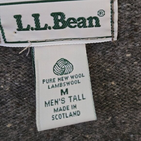 L.L. Bean Vintage Pure New Wool Gray Made In Scotland Sweater Vest Size MT - Picture 4 of 4